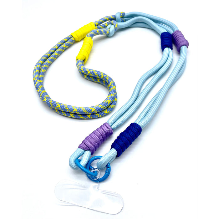 Crossbody Handykette Palma Blau Gelb Lila mit Universalpad zum Umhängen Smartphones