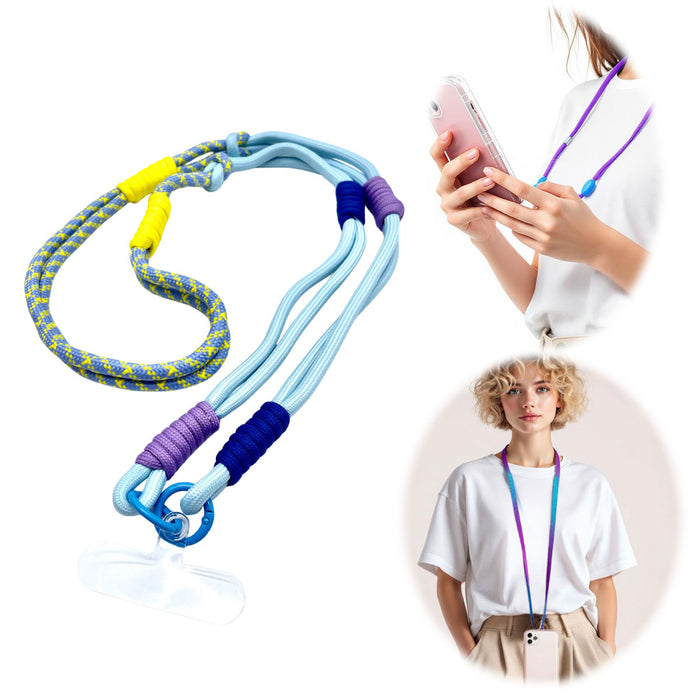 Crossbody Handykette Palma Blau Gelb Lila mit Universalpad zum Umhängen Smartphones