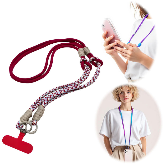 Crossbody Handykette Palma Wine Rot Weiß mit Universalpad zum Umhängen Smartphones