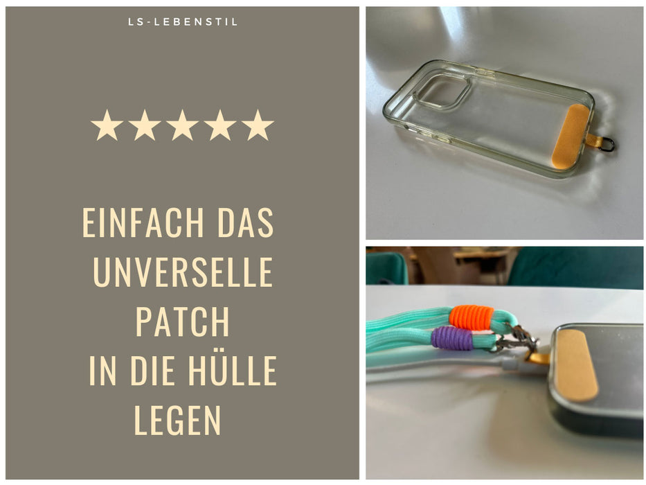 Crossbody Handykette Palma Blau Gelb Lila mit Universalpad zum Umhängen Smartphones