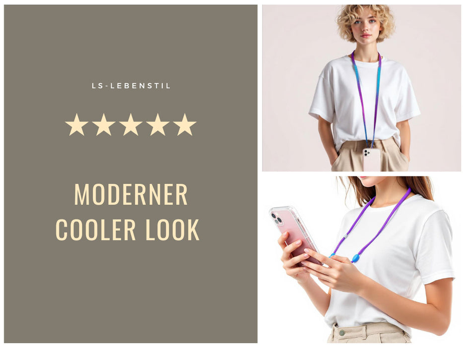 KI-generiertes Bild,Crossbody Handykette Palma Rose Lila mit Universalpad zum Umhängen Smartphones