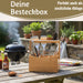 KI-generiertes Bild,Holz Besteckhalter 22cm Braun 4 Fächer mit Griff Cutlery Besteckkorb Stiftebox