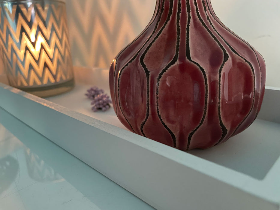 Holz Deko-Tablett Weiß 40x14cm Kerzen-Schale Teelichthalter Holztablett