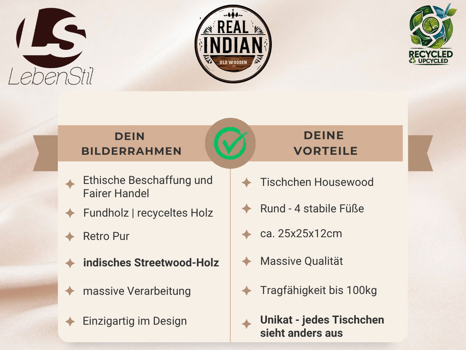 Holz Pflanzenhocker 25x12cm Rund Mini Tisch Deko Hocker Blumenständer