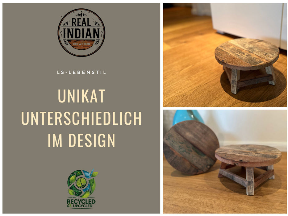 Holz Pflanzenhocker 25x12cm Rund Mini Tisch Deko Hocker Blumenständer