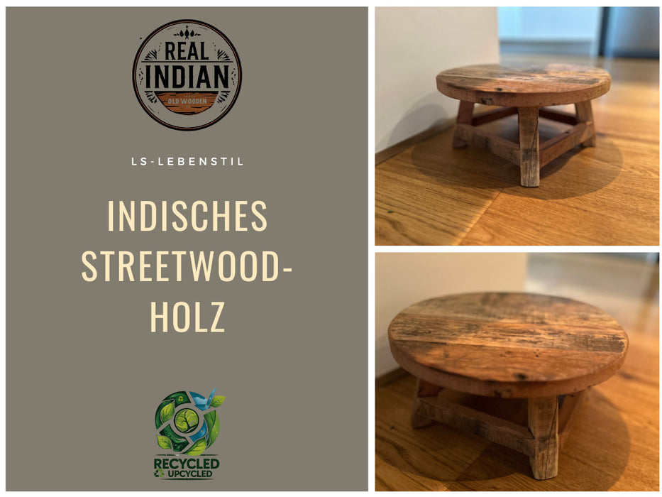 Holz Pflanzenhocker 25x12cm Rund Mini Tisch Deko Hocker Blumenständer