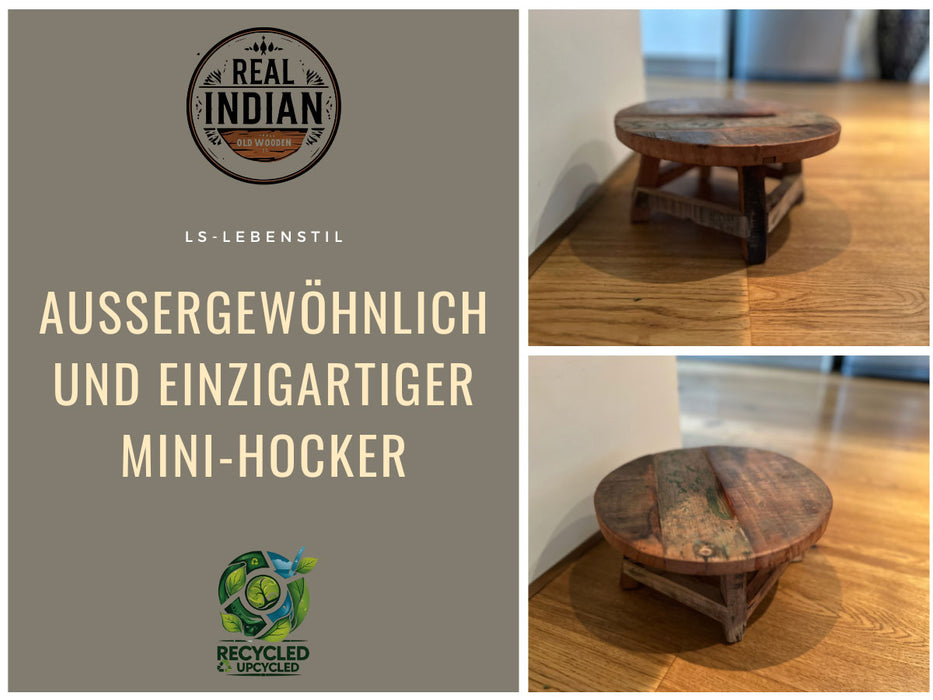 Holz Pflanzenhocker 25x12cm Rund Mini Tisch Deko Hocker Blumenständer