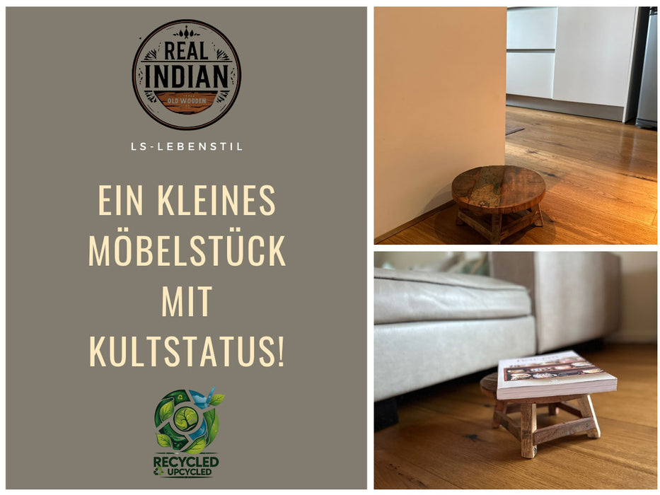 Holz Pflanzenhocker 25x12cm Rund Mini Tisch Deko Hocker Blumenständer