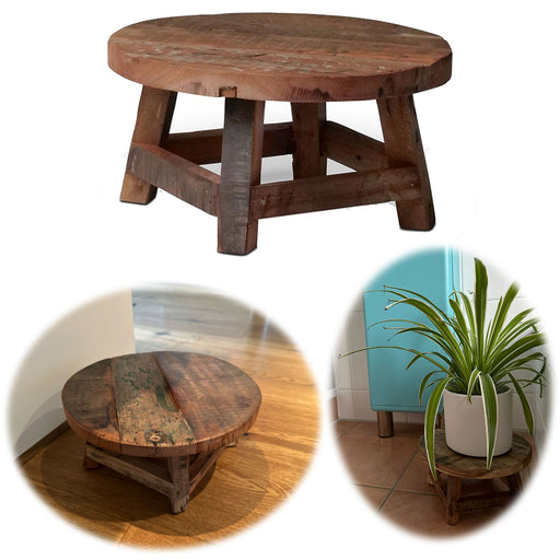 Holz Pflanzenhocker 25x12cm Rund Mini Tisch Deko Hocker Blumenständer — LS-LebenStil