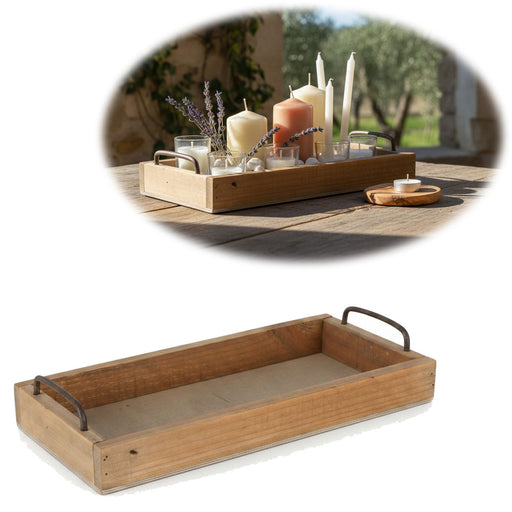 KI-generiertes Bild Vintage Holz Serviertablett 38x18cm mit Griff Holztablett Küchentablett Deko Tablett