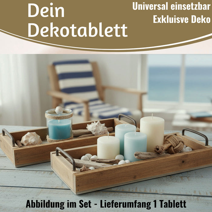 KI-generiertes Bild,Vintage Holz Serviertablett 32x14cm mit Griff Holztablett Küchentablett Deko Tablett