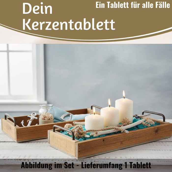 KI-generiertes Bild,Vintage Holz Serviertablett 32x14cm mit Griff Holztablett Küchentablett Deko Tablett