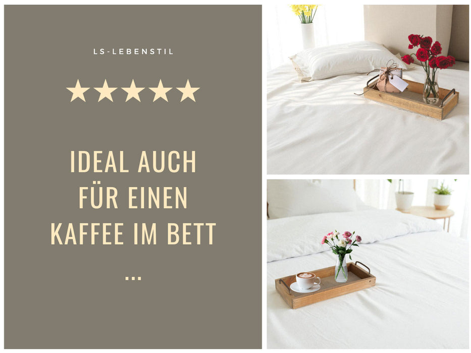 Vintage Holz Serviertablett 38x18cm mit Griff Holztablett Küchentablett Deko Tablett