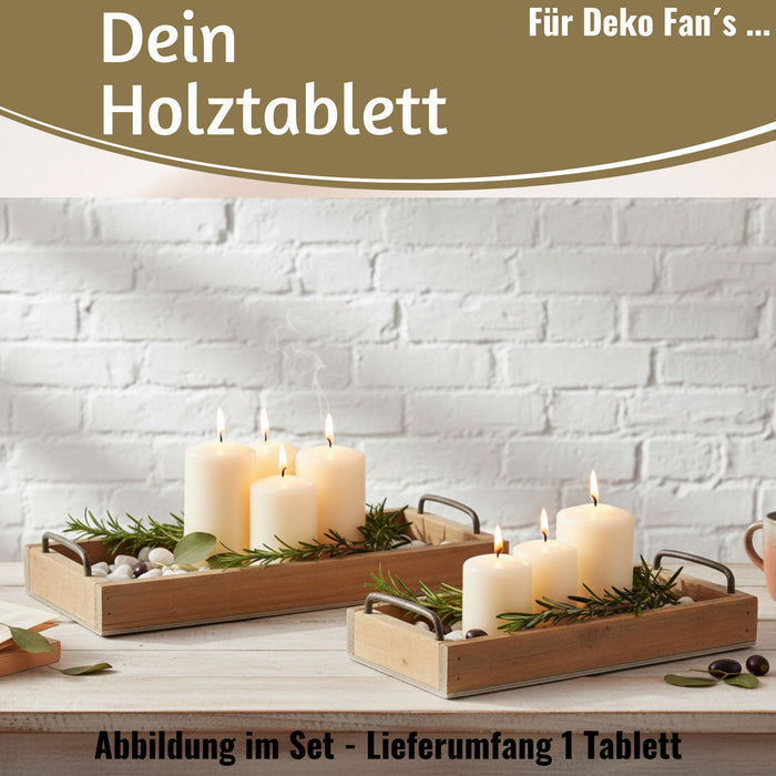 KI-generiertes Bild,Vintage Holz Serviertablett 32x14cm mit Griff Holztablett Küchentablett Deko Tablett