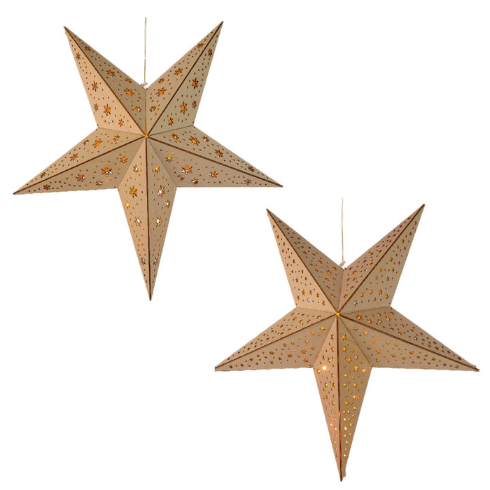 3D Holzstern Ø 40cm Braun 10 LED Beleuchtet Weihnachtsstern Faltstern