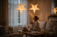 3D Holzstern Ø 40cm Braun 10 LED Beleuchtet Weihnachtsstern Faltstern