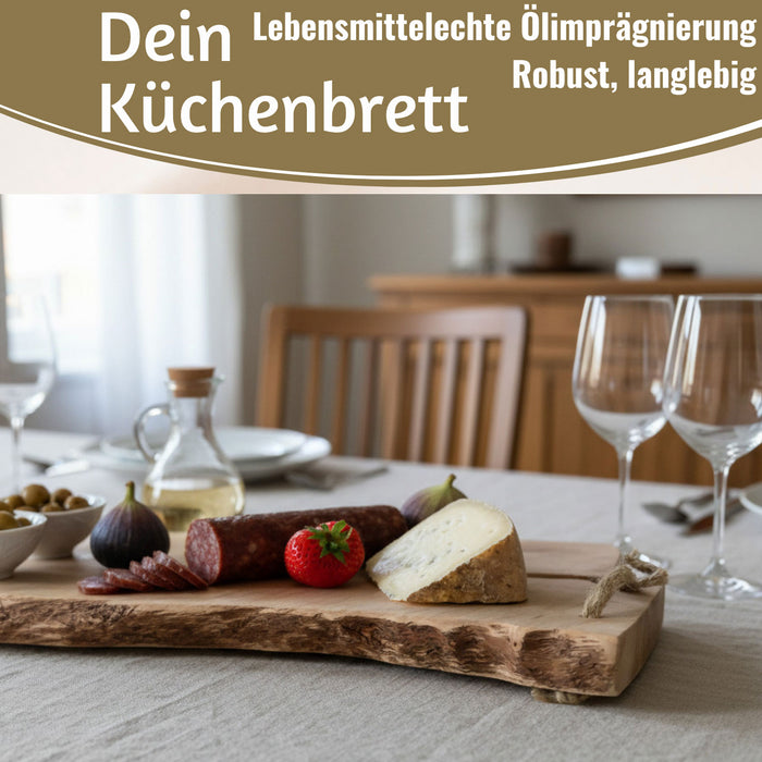 KI-generiertes Bild,XL Mango Schneidebrett 50cm Echt-Holz Küchenbrett Vesperbrett Servierbrett