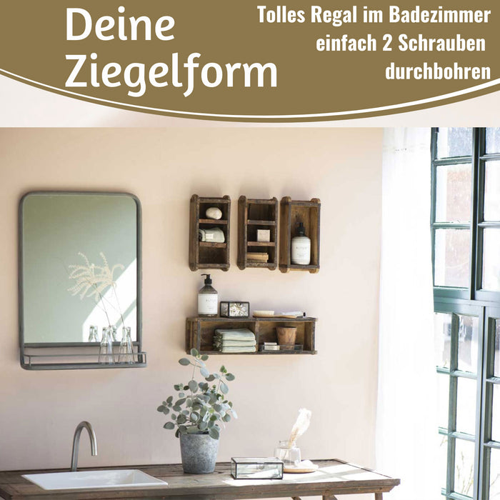 Holz Ziegelform Unika 31x15cm Herz Braun alte Backsteinform Cutlery Deko