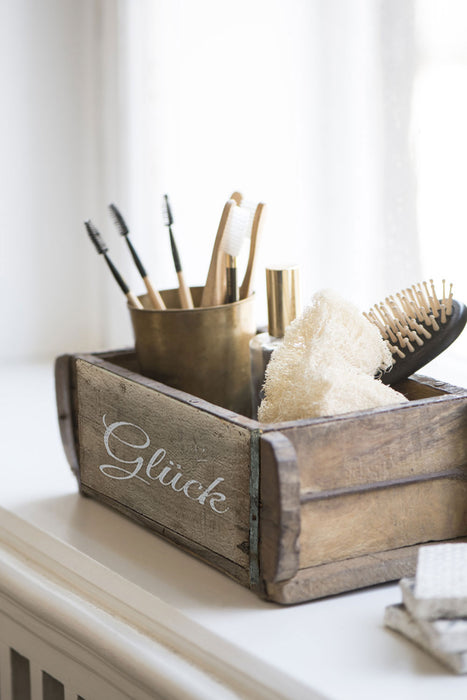 KI-generiertes Bild,Holz Ziegelform Unika 31x15cm Glück Herz Braun alte Backsteinform Cutlery Deko