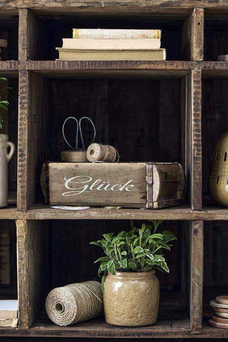 Holz Ziegelform Unika 31x15cm Glück Herz Braun alte Backsteinform Cutlery Deko