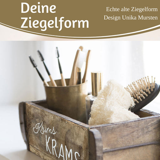 KI-generiertes Bild,Holz Ziegelform Unika 31x15cm KrimsKrams Braun alte Backsteinform Cutlery Deko
