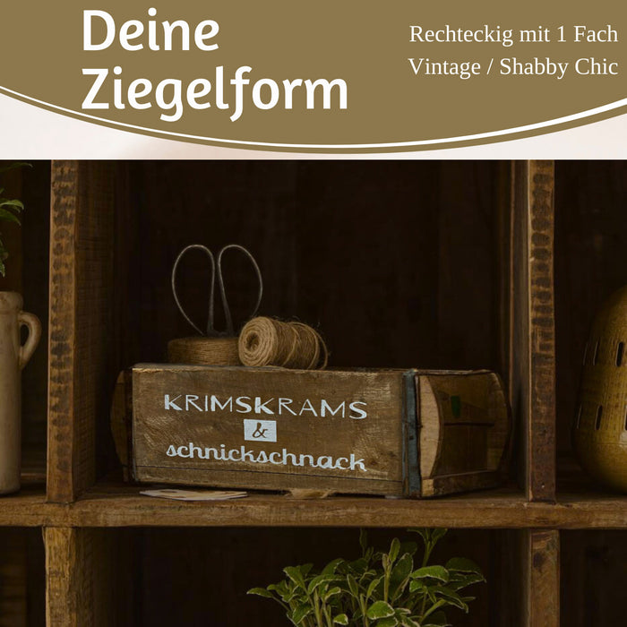 KI-generiertes Bild,Holz Ziegelform Unika 31x15cm KrimsKrams Braun alte Backsteinform Cutlery Deko