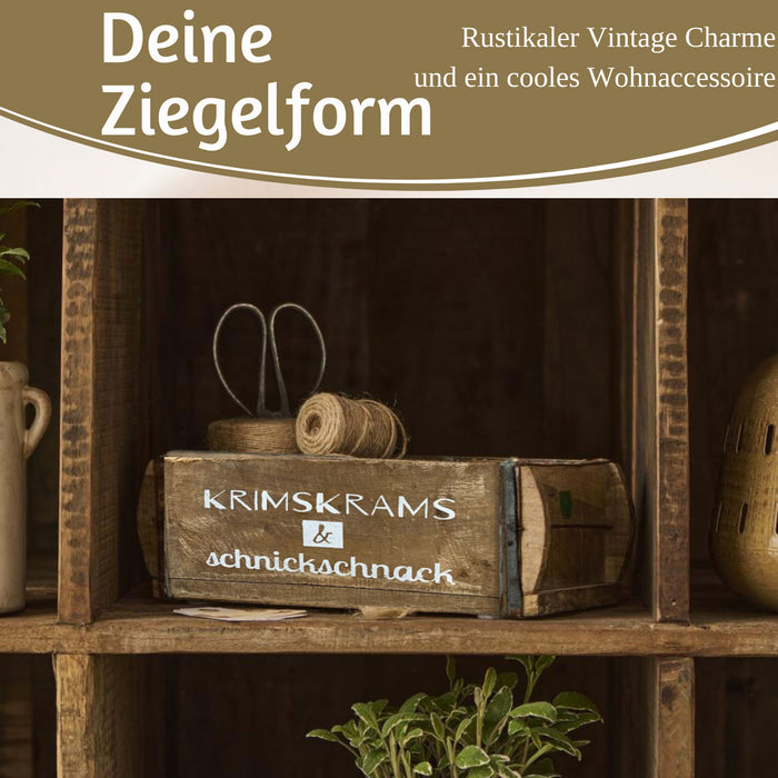 KI-generiertes Bild,Holz Ziegelform Unika 31x15cm KrimsKrams Braun alte Backsteinform Cutlery Deko