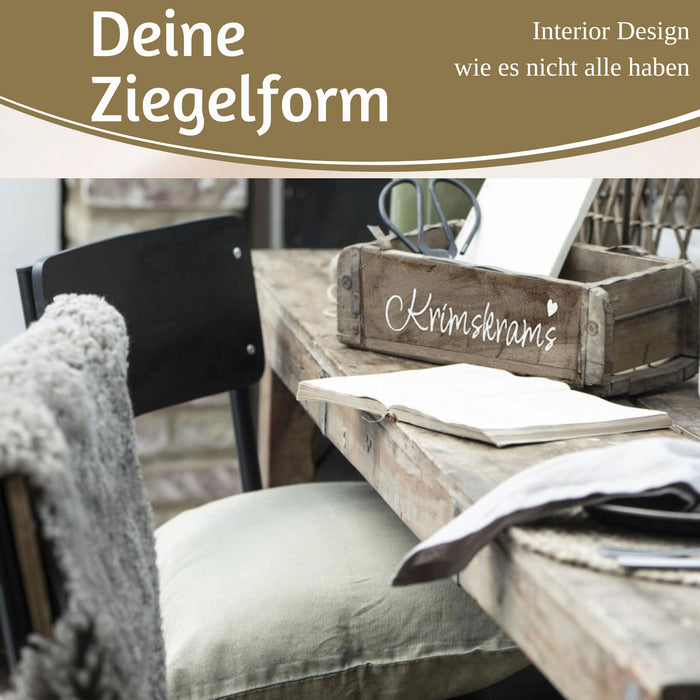 KI-generiertes Bild,Holz Ziegelform Unika 31x15cm KrimsKrams Braun alte Backsteinform Cutlery Deko