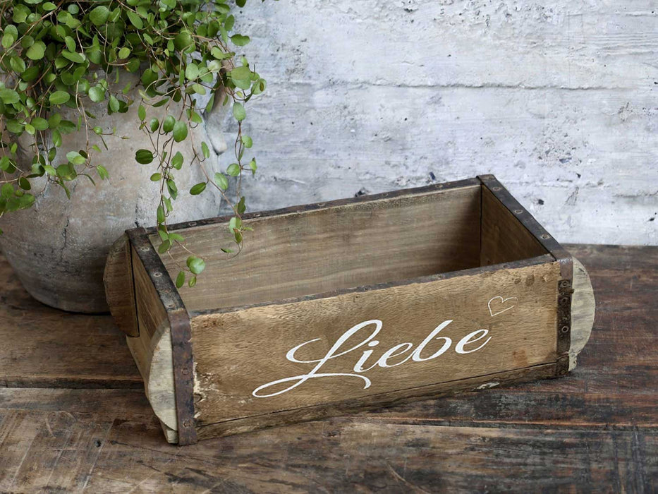 Holz Ziegelform Unika 31x15cm Liebe Herz Braun alte Backsteinform Cutlery Deko