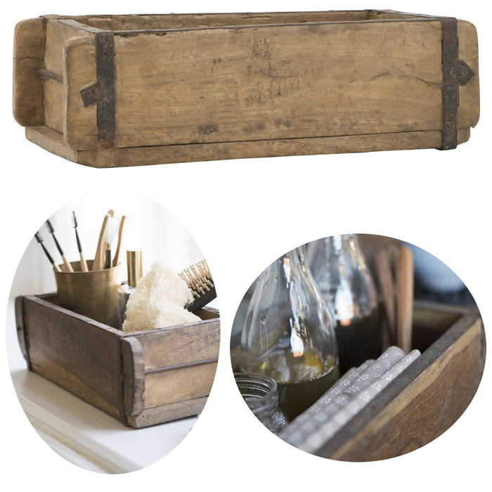 KI-generiertes Bild B-Ware Holz Ziegelform Unika 31x15x10cm 1-fach Aufbewahrung-Box Cutlery Deko
