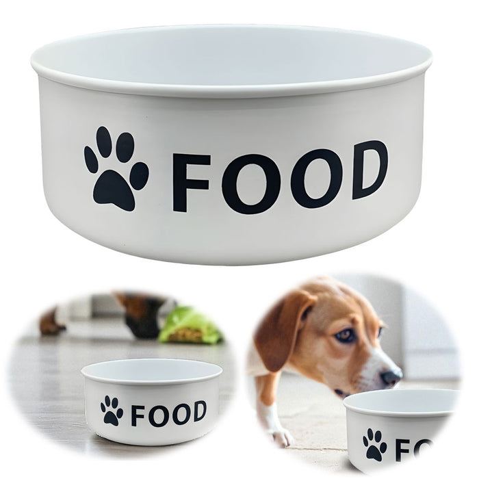 Vintage Fressnapf Hundenapf Emaille Weiß XL 19x7cm 1600ml Retro Napf Wassernapf