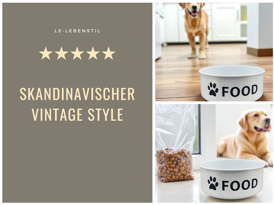 Vintage Fressnapf Hundenapf Emaille Weiß XXL 22,5x9cm 3300ml Retro Napf Wassernapf