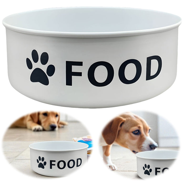 Vintage Fressnapf Hundenapf Emaille Weiß XXL 22,5x9cm 3300ml Retro Napf Wassernapf