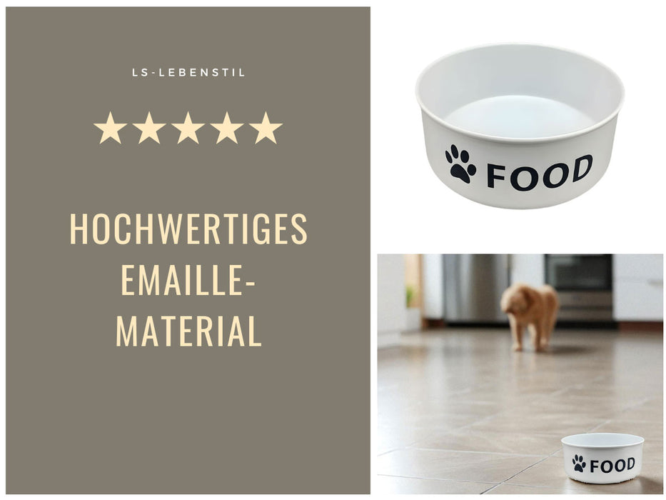 Vintage Fressnapf Hundenapf Emaille Weiß 14x6cm 800ml Retro Napf Wassernapf