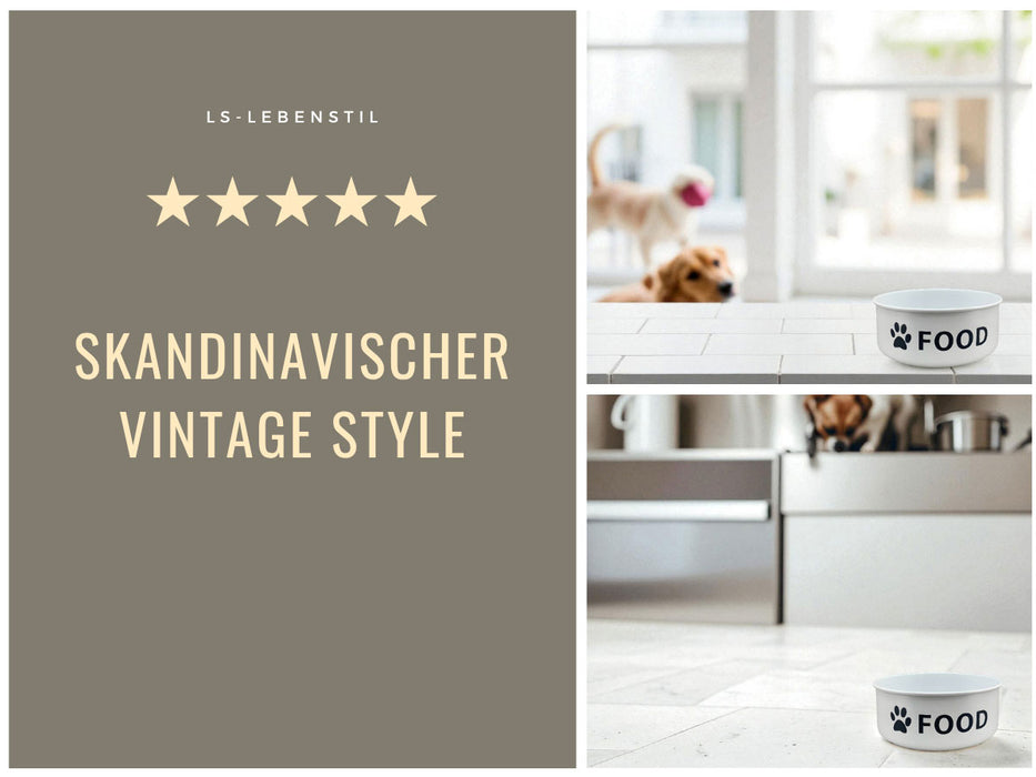 Vintage Fressnapf Hundenapf Emaille Weiß 14x6cm 800ml Retro Napf Wassernapf