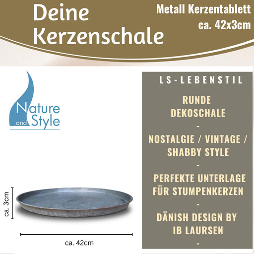 KI-generiertes Bild,XL Metall Deko Tablett Serviertablett Dehli 42cm Rund Kerzenteller Kerzentablett