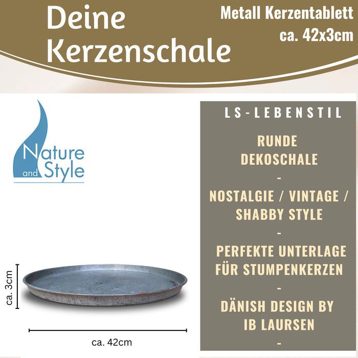 KI-generiertes Bild,XL Metall Deko Tablett Serviertablett Dehli 42cm Rund Kerzenteller Kerzentablett