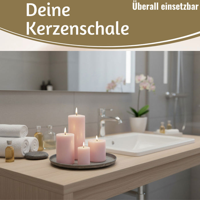 KI-generiertes Bild,Metall Deko Kerzenteller 22cm Rund Silber Kerzentablett Kerzenschale Schale