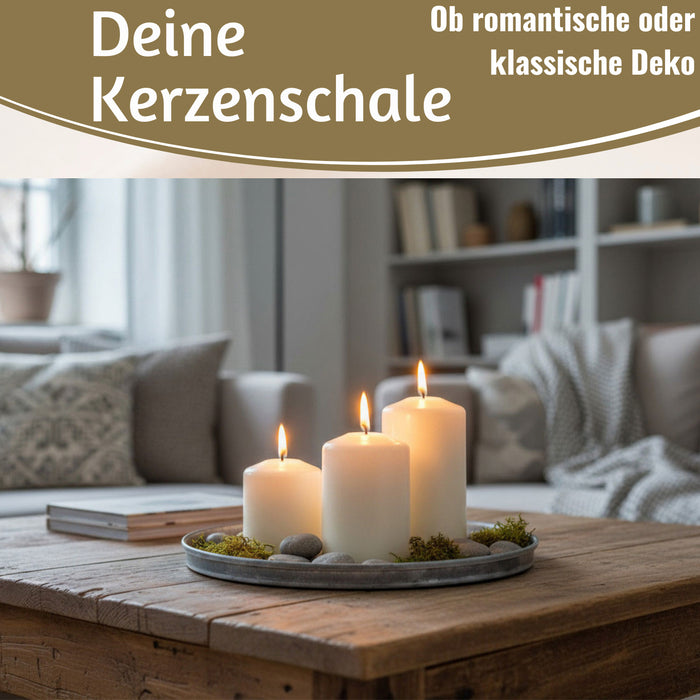KI-generiertes Bild,Metall Deko Kerzenteller 22cm Rund Silber Kerzentablett Kerzenschale Schale