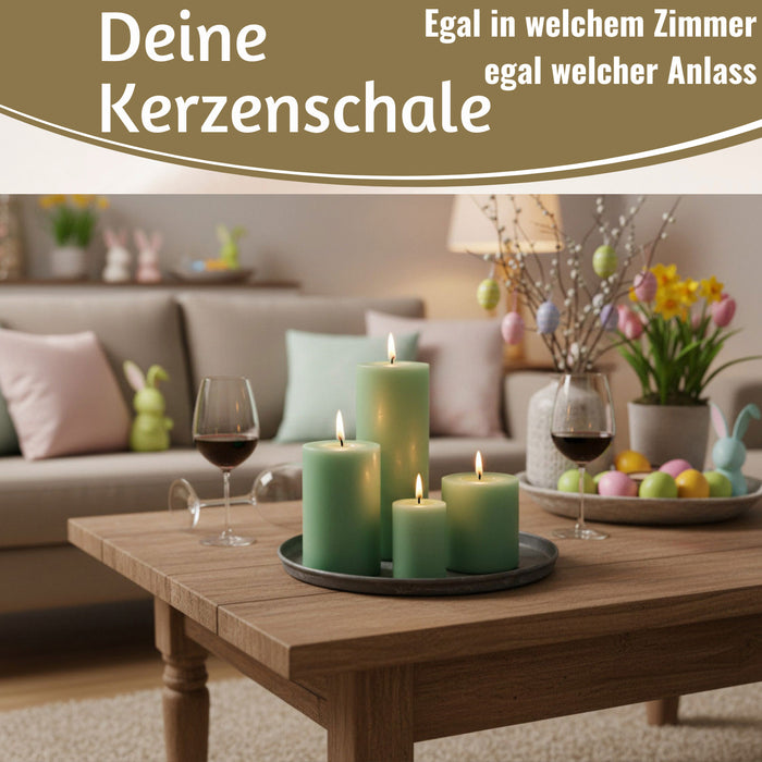 KI-generiertes Bild,Metall Deko Kerzenteller 22cm Rund Silber Kerzentablett Kerzenschale Schale