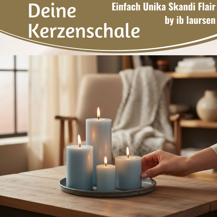 KI-generiertes Bild,Metall Deko Kerzenteller 22cm Rund Silber Kerzentablett Kerzenschale Schale