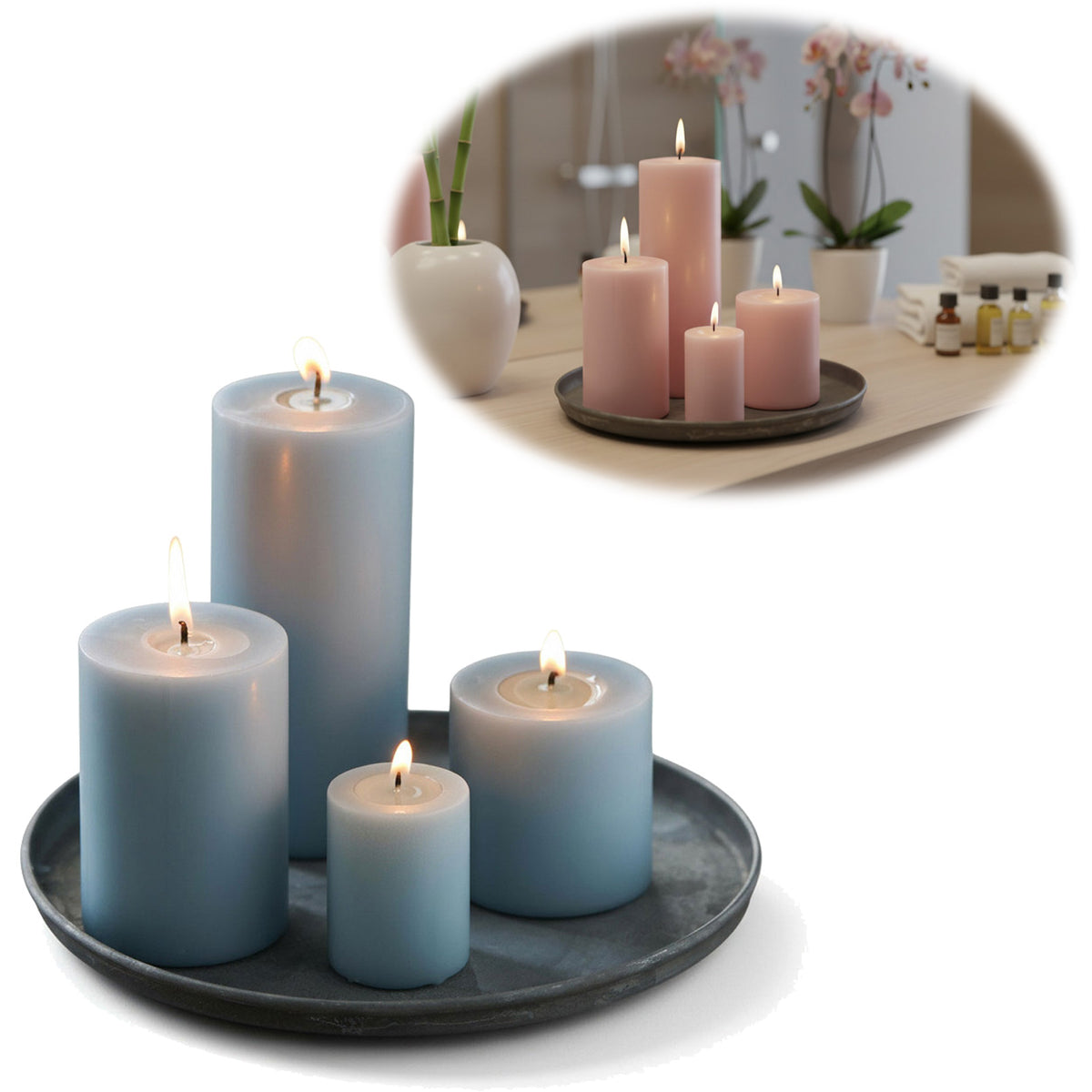 Metall Deko Kerzenteller 22cm Rund Silber Kerzentablett Kerzenschale S — LS-LebenStil