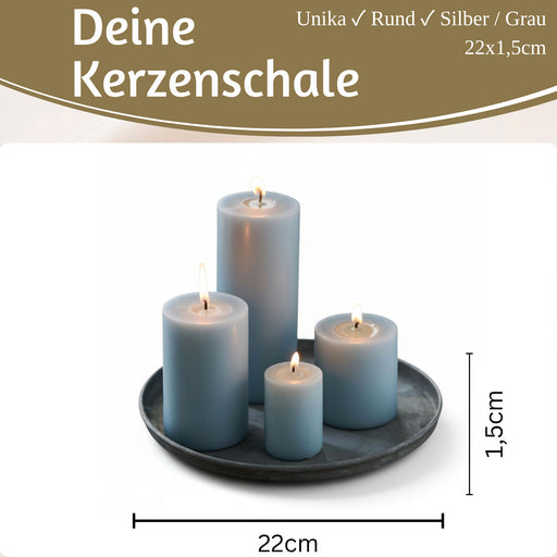 Metall Deko Kerzenteller 22cm Rund Silber Kerzentablett Kerzenschale Schale