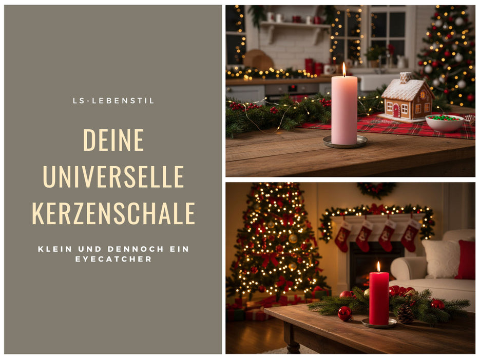 Metall Deko Kerzenteller 16cm Rund Silber Kerzentablett Kerzenschale Schale