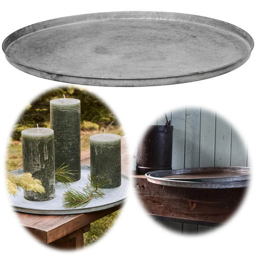 XL Metall Deko Tablett Serviertablett Dehli ♻️ 46cm Rund Kerzenteller Kerzentablett