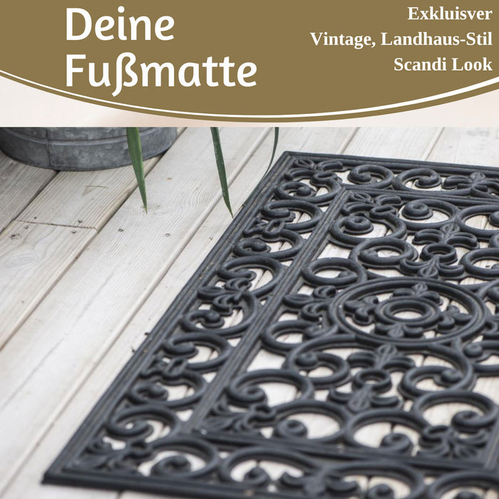 Türmatte Fußmatte Gummi Filigran 75x45cm Schwarz Fußabtreter Türvorleger