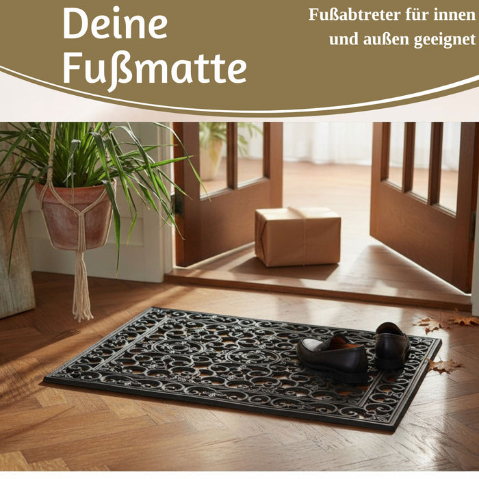 Türmatte Fußmatte Gummi Filigran 75x45cm Schwarz Fußabtreter Türvorleger