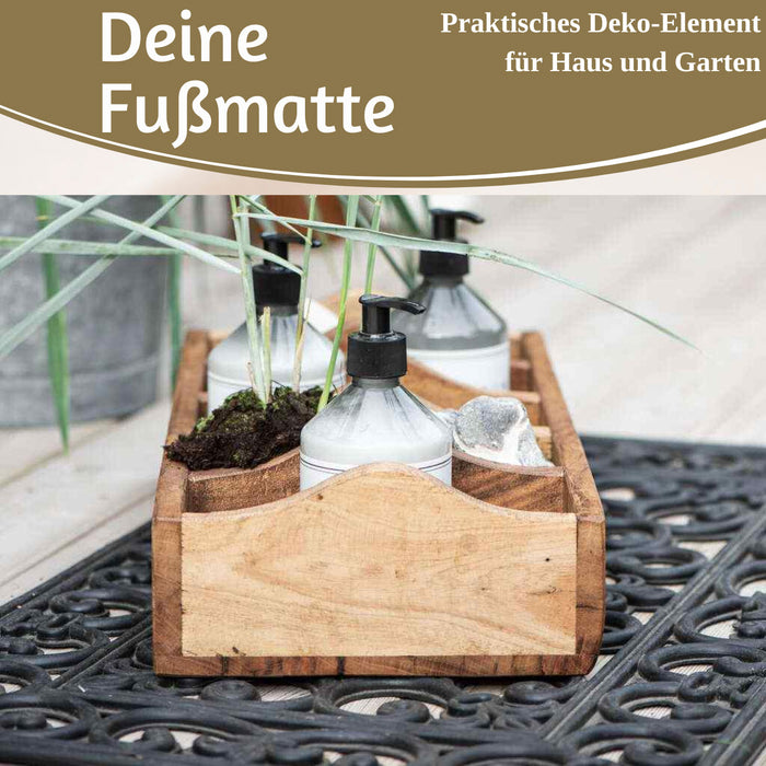 Türmatte Fußmatte Gummi Filigran 75x45cm Schwarz Fußabtreter Türvorleger