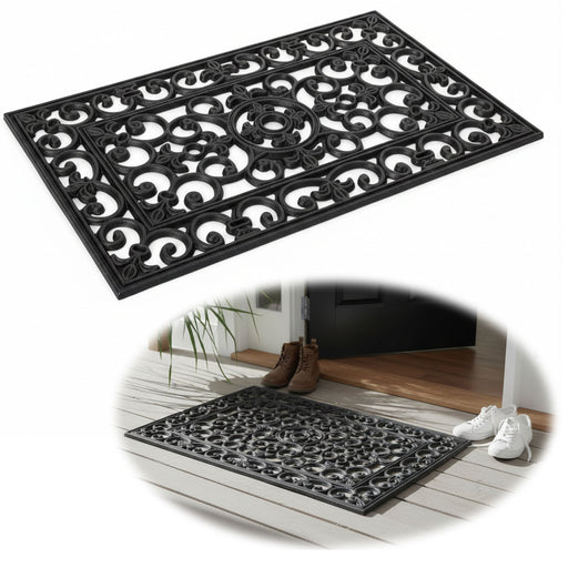 Türmatte Fußmatte Gummi Filigran 75x45cm Schwarz Fußabtreter Türvorleger