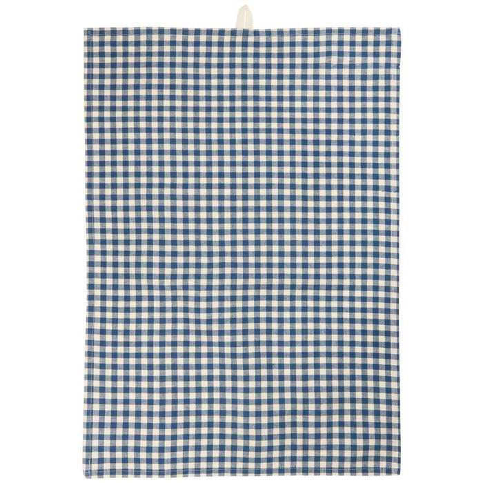 Vintage Geschirrtuch 50x70cm Blau Weiß Natur Karo 100% Baumwolle Geschirr